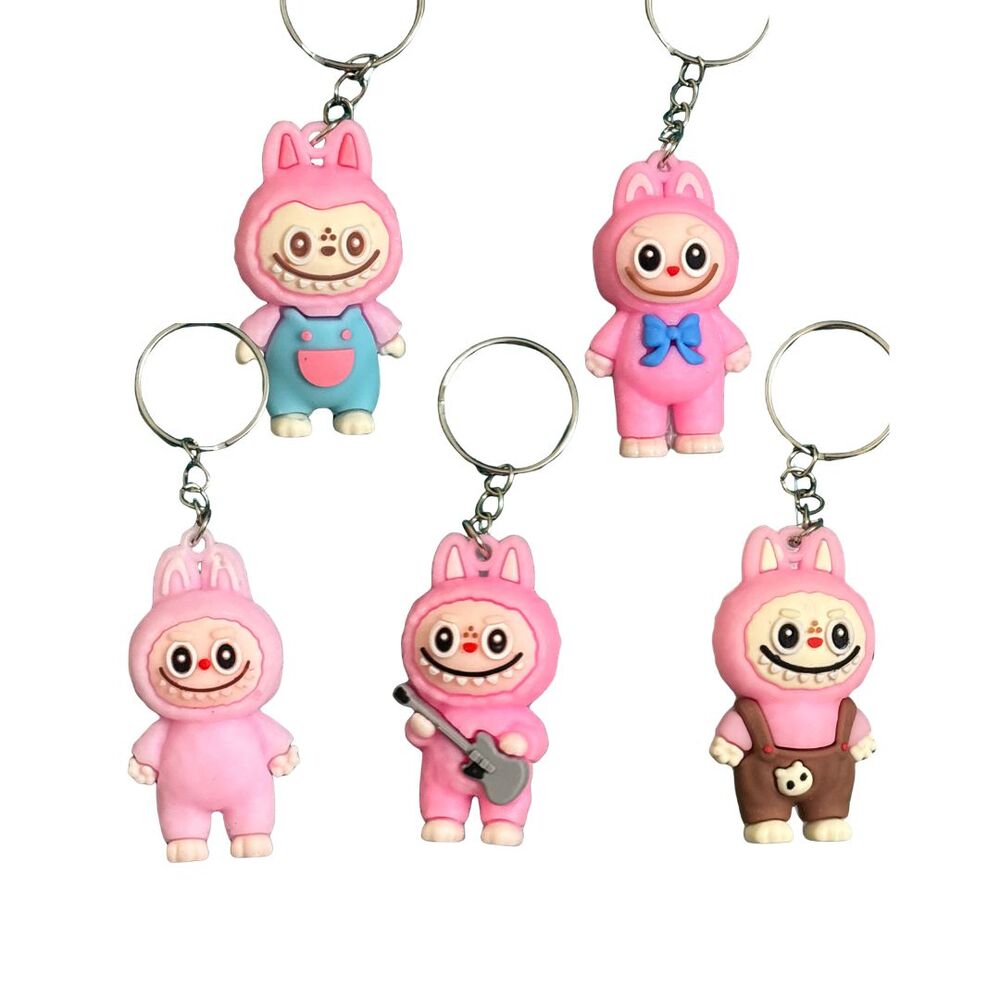 Pink Labubu Silicone Keychain Surprise Style Kawaii Bag Charm NWOT
